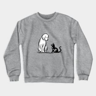 white dog and black cat Crewneck Sweatshirt